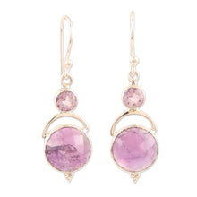 Load image into Gallery viewer, Handmade Sterling Silver Amethyst Dangle Earrings India - Alluring Serenity in Lilac | NOVICA