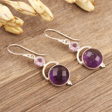 Load image into Gallery viewer, Handmade Sterling Silver Amethyst Dangle Earrings India - Alluring Serenity in Lilac | NOVICA