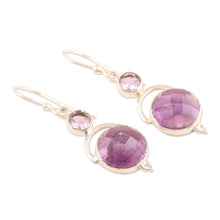 Load image into Gallery viewer, Handmade Sterling Silver Amethyst Dangle Earrings India - Alluring Serenity in Lilac | NOVICA