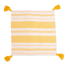 Load image into Gallery viewer, White and Yellow Hand Loomed Cushion Cover - Millenary Marigold | NOVICA