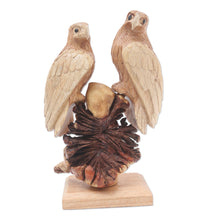 Load image into Gallery viewer, Hand Carved Suar Wood Eagle Sculpture - Patient Eagles | NOVICA