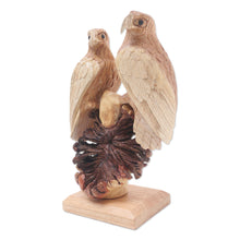 Load image into Gallery viewer, Hand Carved Suar Wood Eagle Sculpture - Patient Eagles | NOVICA