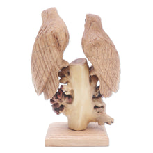 Load image into Gallery viewer, Hand Carved Suar Wood Eagle Sculpture - Patient Eagles | NOVICA