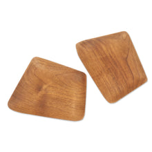 Load image into Gallery viewer, Hand Crafted Rectangular Teak Wood Sushi Plates (Pair) - Parallelogram Platter | NOVICA