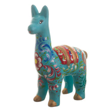 Load image into Gallery viewer, Handmade Aqua Llama Figurine - Llama in Aqua | NOVICA