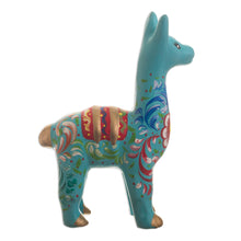 Load image into Gallery viewer, Handmade Aqua Llama Figurine - Llama in Aqua | NOVICA