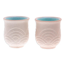 Load image into Gallery viewer, Hand Made Celadon Ceramic Cups from Thailand (Pair) - Gentle Waves | NOVICA