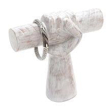 Load image into Gallery viewer, Artisan Made Jempinis Wood Jewelry Holder - Winning Hand in White | NOVICA