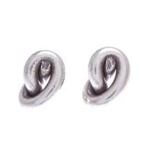 Load image into Gallery viewer, Handmade Karen Silver Stud Earrings - Knot Twist | NOVICA