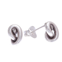 Load image into Gallery viewer, Handmade Karen Silver Stud Earrings - Knot Twist | NOVICA