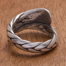 Load image into Gallery viewer, Oxidized Finish Karen Silver Band Ring from Thailand - Forever Young | NOVICA