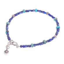Load image into Gallery viewer, Hand Made Lapis Lazuli and Jasper Beaded Bracelet - Blue Cubed | NOVICA