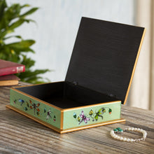 Load image into Gallery viewer, Andean Reverse-Painted Glass Dragonfly Box in Mint Green - Mint Green Dragonfly Days | NOVICA