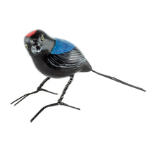 Load image into Gallery viewer, Colorful Hand Painted Bird Sculpture - Long-tailed Manakin | NOVICA