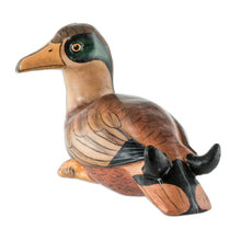 Load image into Gallery viewer, Guatemala Handcrafted Ceramic American Black Duck Figurine - American Black Duck | NOVICA