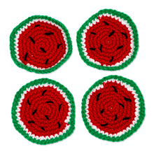 Load image into Gallery viewer, Artisan Crafted Watermelon Coasters (Set of 4) - Luscious Watermelon | NOVICA