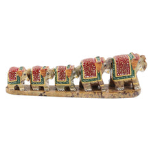 Load image into Gallery viewer, Hand Painted Soapstone Elephant Statuette - Single File | NOVICA