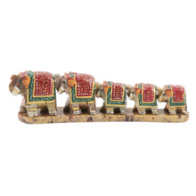 Load image into Gallery viewer, Hand Painted Soapstone Elephant Statuette - Single File | NOVICA