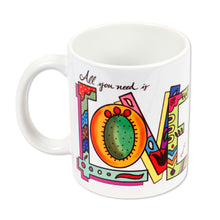 Load image into Gallery viewer, Printed Ceramic Mug with Love Motif - All You Need is Love | NOVICA