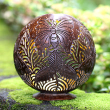 Load image into Gallery viewer, Coconut Shell Butterfly-Themed Catchall - Butterfly Waves | NOVICA
