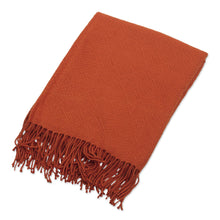Load image into Gallery viewer, Orange Acrylic and Alpaca Blend Throw Blanket - Diamond Mine in Flame | NOVICA