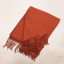 Load image into Gallery viewer, Orange Acrylic and Alpaca Blend Throw Blanket - Diamond Mine in Flame | NOVICA