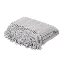 Load image into Gallery viewer, Ash Grey Acrylic Blend Throw Blanket - Intersections in Grey | NOVICA