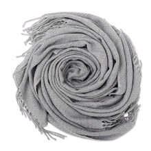 Load image into Gallery viewer, Ash Grey Acrylic Blend Throw Blanket - Intersections in Grey | NOVICA