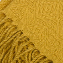 Load image into Gallery viewer, Diamond-Patterned Acrylic Alpaca Blend Throw Blanket - Diamond Mine in Gold | NOVICA