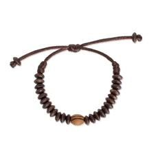 Load image into Gallery viewer, Brown Pinewood Bead Adjustable Bracelet from Guatemala - Natural Pine | NOVICA