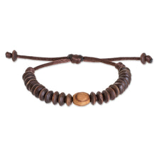 Load image into Gallery viewer, Brown Pinewood Bead Adjustable Bracelet from Guatemala - Natural Pine | NOVICA