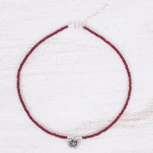 Load image into Gallery viewer, Quartz and Karen Silver Pendant Necklace - Color Sense in Red | NOVICA