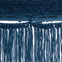 Load image into Gallery viewer, Fringed Navy Cotton Rope Hammock (Double) From Mexico - Yucatan Dreams | NOVICA