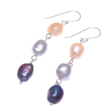 Load image into Gallery viewer, Sterling Silver Cultured Pearl Dangle Earrings From Thailand - Candy Pearl | NOVICA