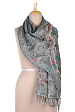 Load image into Gallery viewer, Paisley-Patterned Jacquard Wool Shawl - Morning Muse | NOVICA