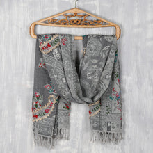 Load image into Gallery viewer, Paisley-Patterned Jacquard Wool Shawl - Morning Muse | NOVICA