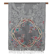 Load image into Gallery viewer, Paisley-Patterned Jacquard Wool Shawl - Morning Muse | NOVICA