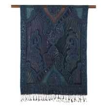 Load image into Gallery viewer, Fringed Jacquard Wool Shawl - Paisley Underground | NOVICA