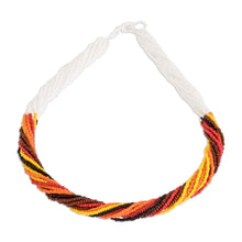 Load image into Gallery viewer, Earthy Hues Glass Beaded Torsade Necklace from Guatemala - Fire Harmony | NOVICA