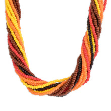 Load image into Gallery viewer, Earthy Hues Glass Beaded Torsade Necklace from Guatemala - Fire Harmony | NOVICA