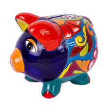 Load image into Gallery viewer, Talavera-Style Ceramic Decorative Accent - Wealthy Piggy | NOVICA