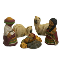 Load image into Gallery viewer, Andean Ceramic Nativity Set with Alpacas from Peru - Suri Nativity | NOVICA
