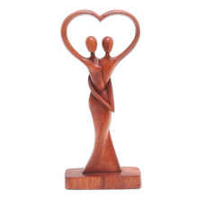 Load image into Gallery viewer, Hand Crafted Romantic Suar Wood Sculpture - Falling in Love | NOVICA
