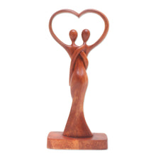 Load image into Gallery viewer, Hand Crafted Romantic Suar Wood Sculpture - Falling in Love | NOVICA