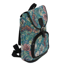 Load image into Gallery viewer, Leather and Cotton Floral-Motif Backpack - Garden of Beauty | NOVICA