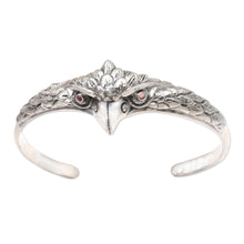 Load image into Gallery viewer, Amethyst and Sterling Silver Owl Cuff Bracelet - All Knowing | NOVICA