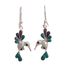 Load image into Gallery viewer, Gemstone Combo Hummingbird Dangle Earrings from Peru - Rainbow Hummingbirds | NOVICA
