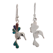 Load image into Gallery viewer, Gemstone Combo Hummingbird Dangle Earrings from Peru - Rainbow Hummingbirds | NOVICA
