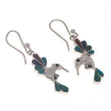 Load image into Gallery viewer, Gemstone Combo Hummingbird Dangle Earrings from Peru - Rainbow Hummingbirds | NOVICA