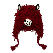 Load image into Gallery viewer, Furry Red Llama Beanie Hat from Peru - Smiling Llama | NOVICA